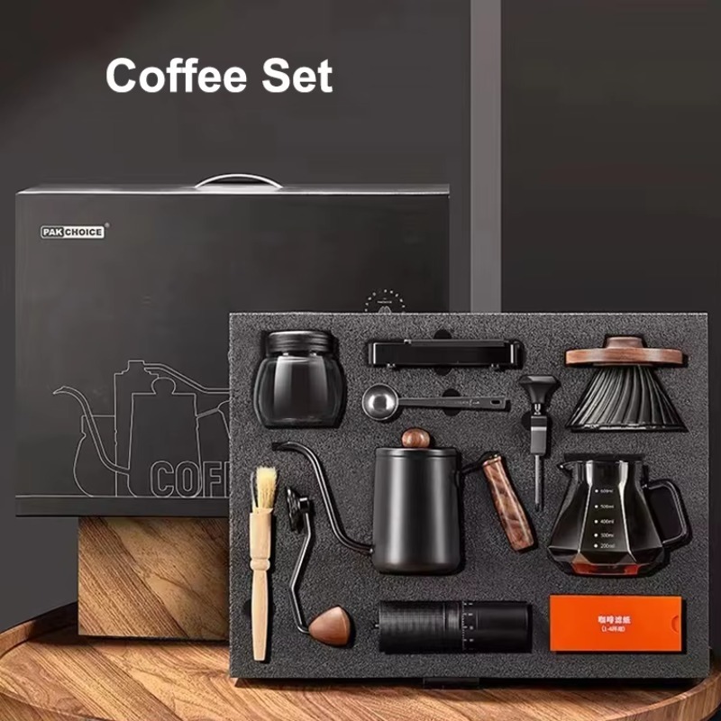 Coffee Equipment Kit - 10pcs Set Kopi Perjalanan, Penggiling Kopi